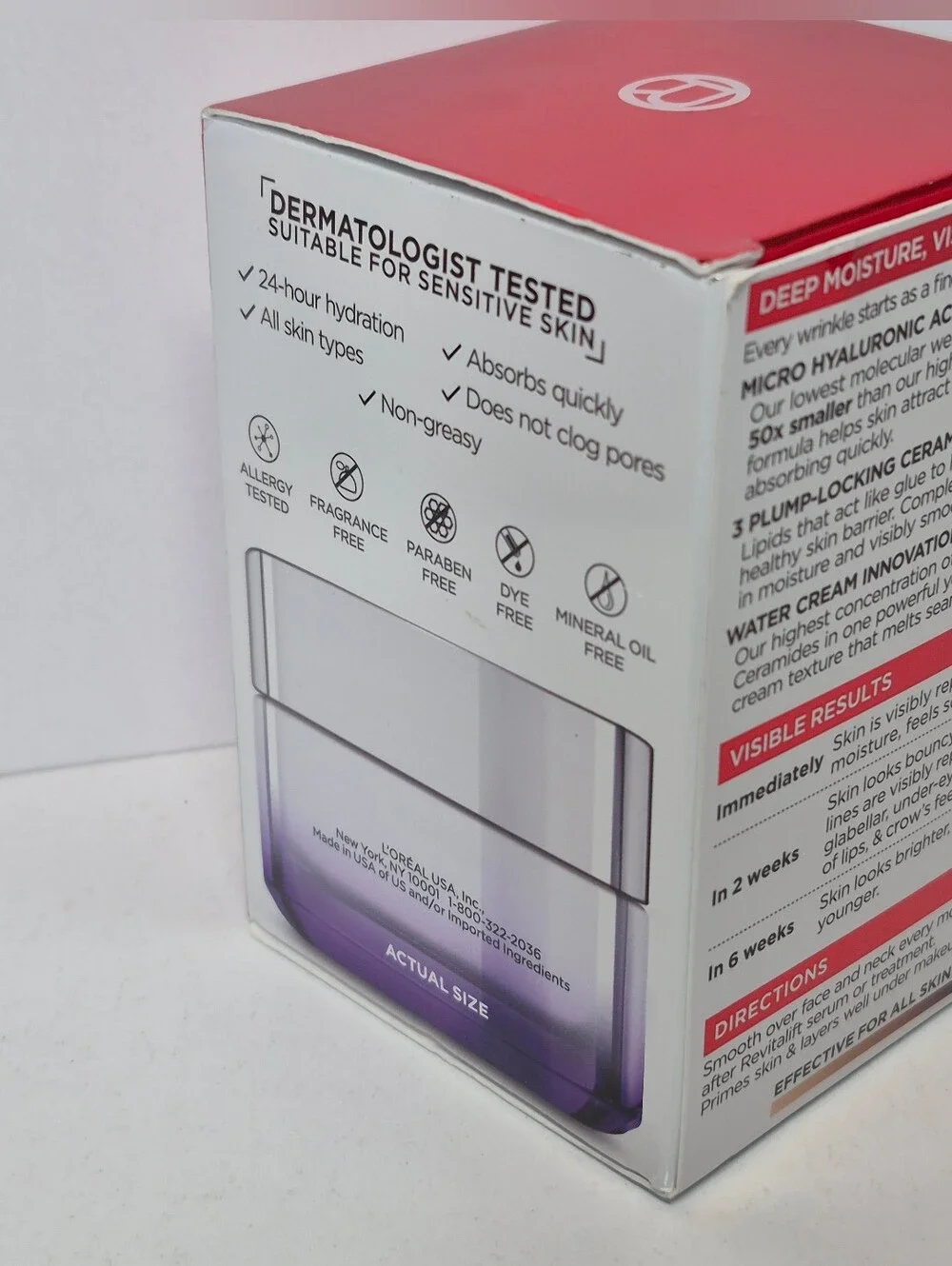 L'Oreal Revitalift Hyaluronic Acid Line-Plumping Hydrating Water Cream 1.7 oz